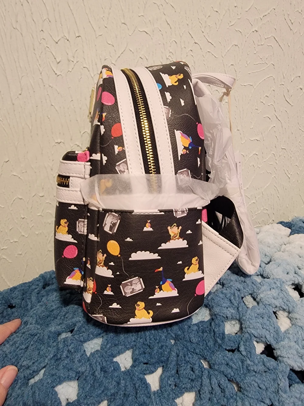 UP Disney Parks × Loungefly Black Mini Backpack with Multicolor Balloon Print